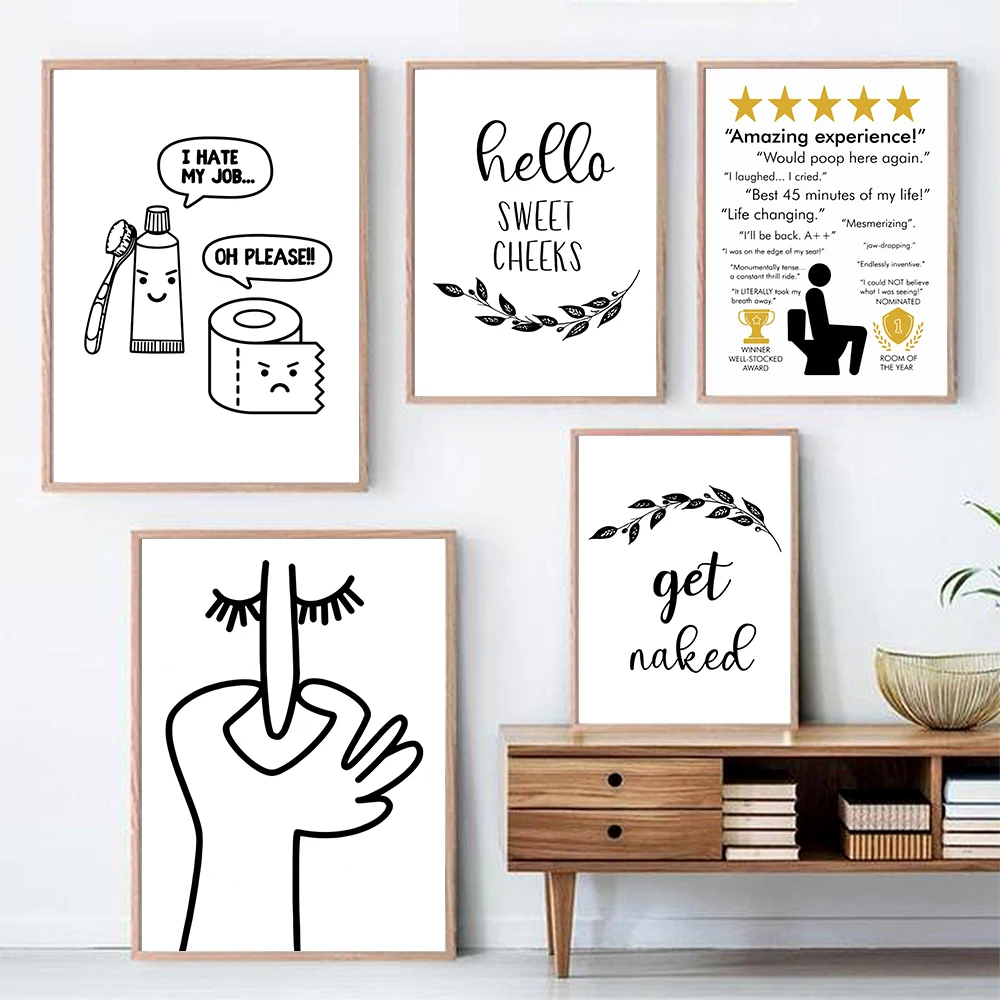 Home Bathroom Rules - ห้องสุขามีกลิ่นเหม็นผ้าใบศิลปะบนผนังน่ารักเขียนเป็นกฎในห้องน้ำภาพพิมพ์โปสเตอร์รูปภาพการตกแต่งบ้านในห้องน้ำ