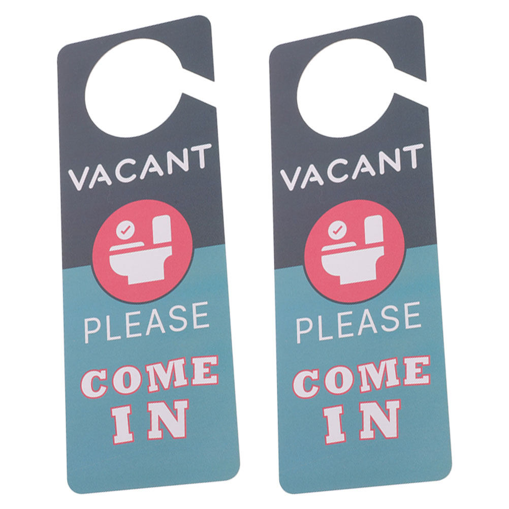 Home Bathroom Occupied Sign - ป้ายประตูห้องน้ำ 2 ชิ้น แบบสองด้าน พร้อมที่แขวน PVC