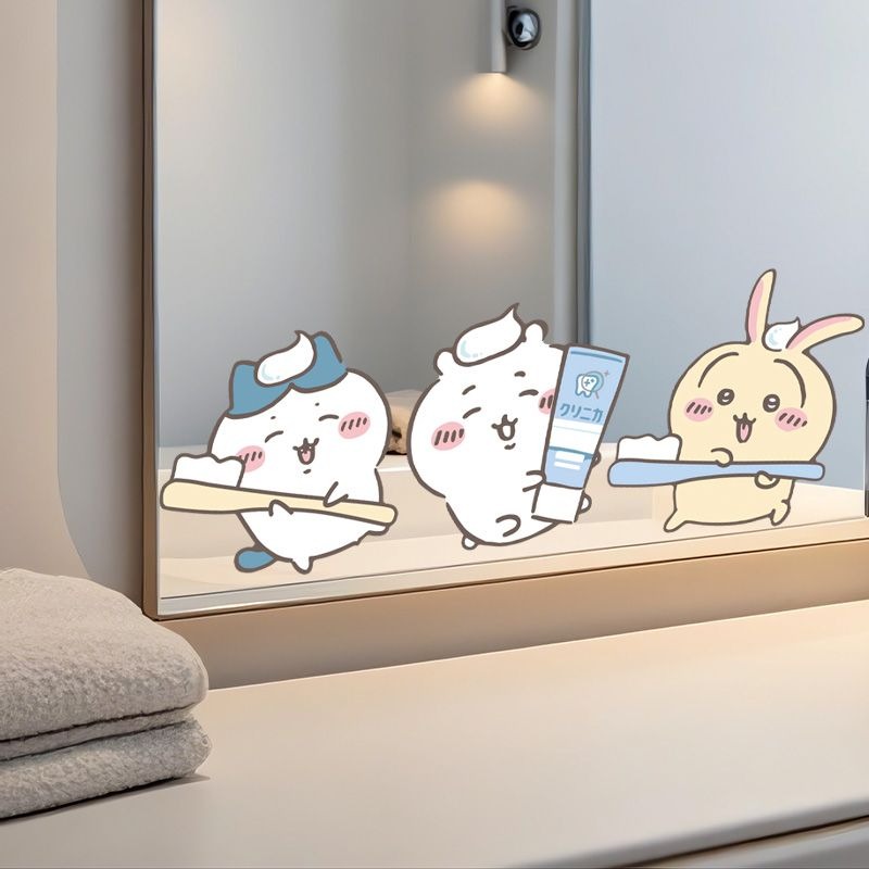 Japan Bathroom.Home - สติกเกอร์กระจกชิคาวะแบบร้อน ติดแน่น ลายคมชัด กันน้ำ ลอกออกได้ ตกแต่งกระจกห้องน้ำ