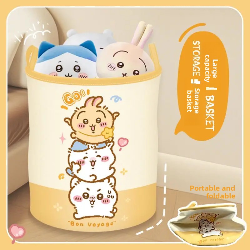 Home Edit Bathroom Storage - ตะกร้าผ้าพับได้ลายการ์ตูน Chiikawa น่ารักสไตล์คาวาอี้ ตะกร้าเก็บผ้า กล่องเก็บของ ห้องน้ำ