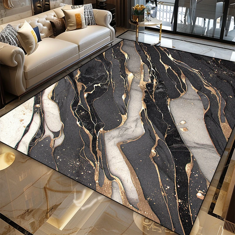 Home Toilet Bathroom Design - Nordic Marble Art Designพรมพื้นที่ขนาดใหญ่ห้องนั่งเล่นตกแต่งพรมลื่นห้องนอนพรมล้างทําความสะอาดได้กาแฟตาราง