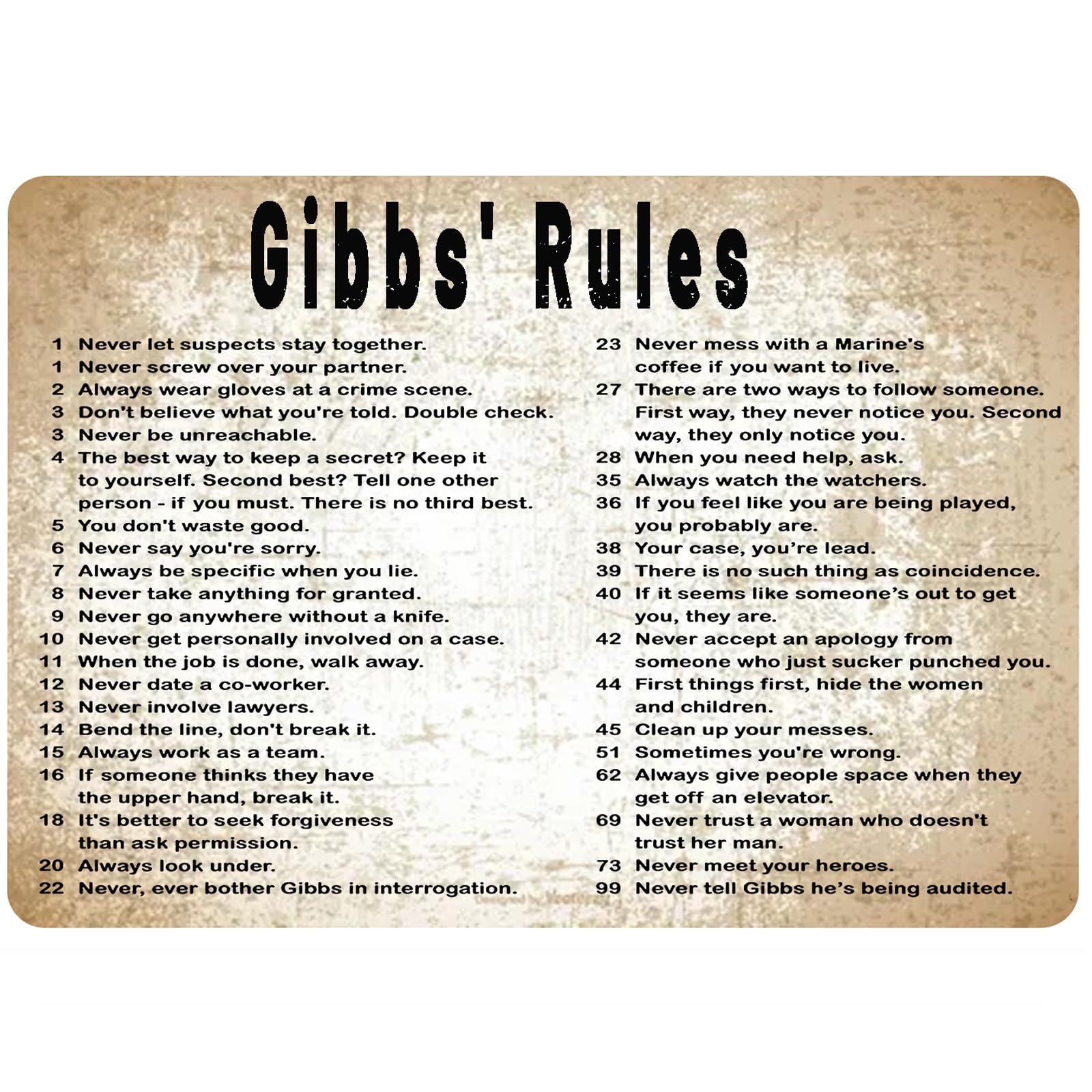 Home Bathroom Rules - ป้ายโลหะ Gibbs Rules สไตล์เรโทร ตกแต่งผนัง วินเทจ