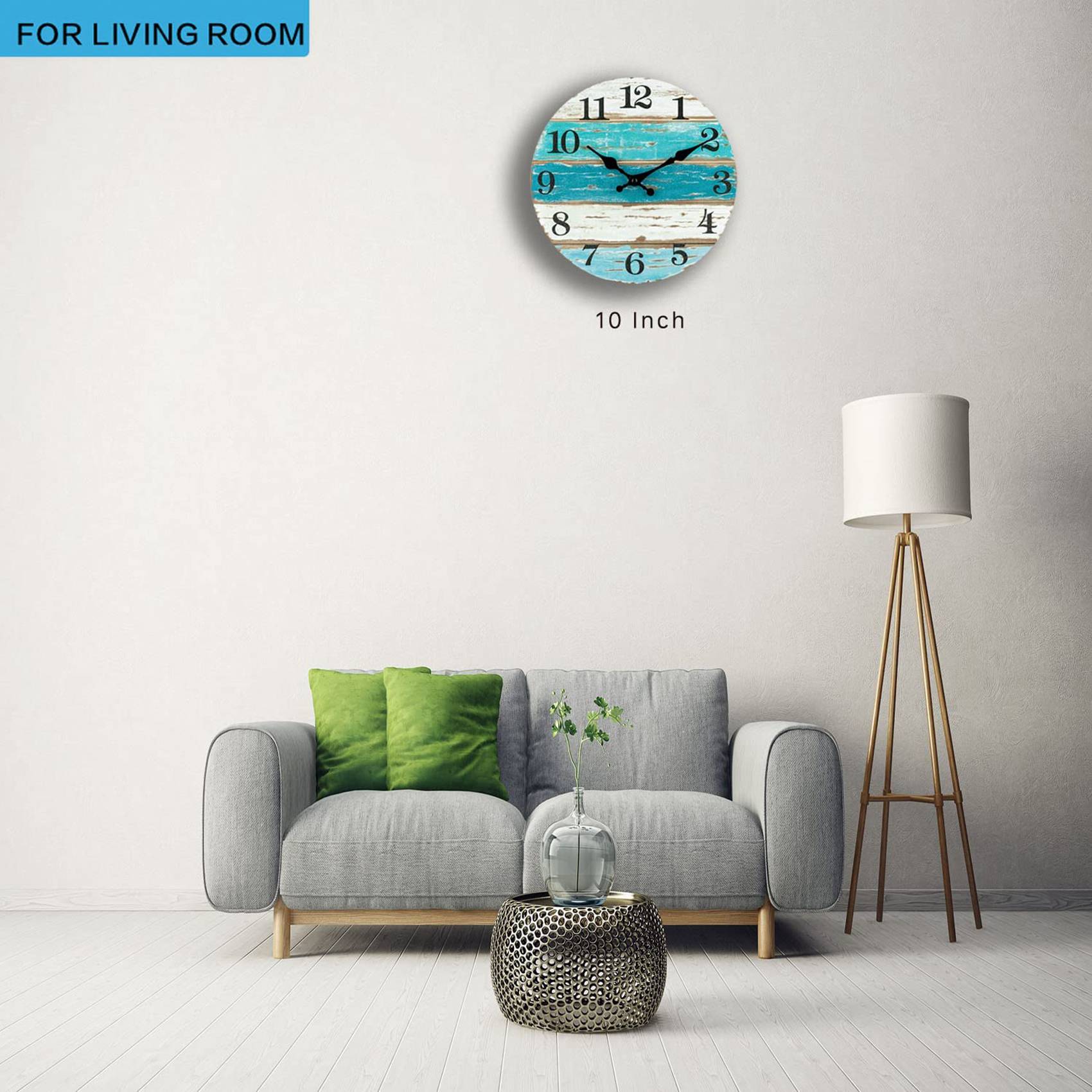 นาฬิกาแขวนผนัง-ธีมชายหาด สีฟ้า - Home Kitchen & Bathroom บทวิจารณ์และราคา